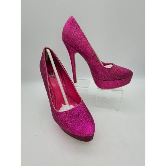 Miss Me Vibe-2 Women's 7.5 Fuchsia Glitter Platform Stiletto Heeled Shoes w/Box - Picture 1 of 10